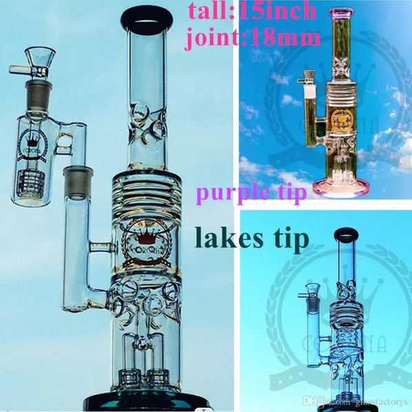 Werksfarbe Glas Bong Shisa Becher Wasserrohr Eisfänger DAB Oil Rigs Bubbler Pink Purple