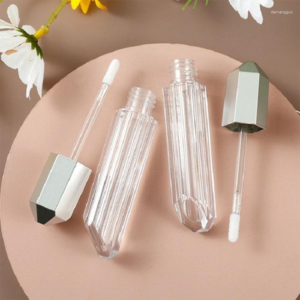 Vorratsflaschen 25/30/50 Stück 6 ml Sechseck klare Lippenglasur Zauberstab Tube Silber Glanzbehälter DIY kosmetische Flüssigkeit Lidschatten Fläschchen Concealer Flasche