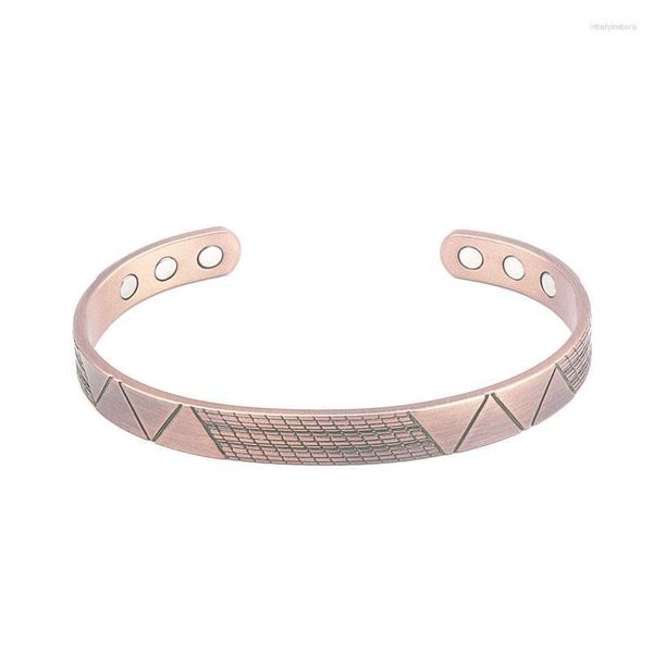 Pulseira moda design simples vermelho cobre ímã pulseira padrão retrô adequado para meninos e meninas presentes de aniversário