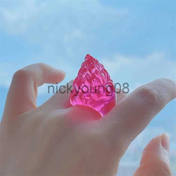 Anéis de banda Novos Candy Rose Red Transparent Ice Cream Shape Big Rings Cute Resin Acrylic Finger Rings For Girls Women Jewelry Accessories x0625