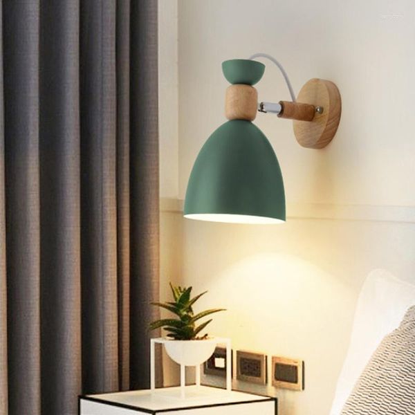 Lampade da parete Moderne luci in legno nordico Lampada da comodino camera da letto E27 Sterzo LED Illuminazione domestica Sconce Living Room Decor Apparecchio