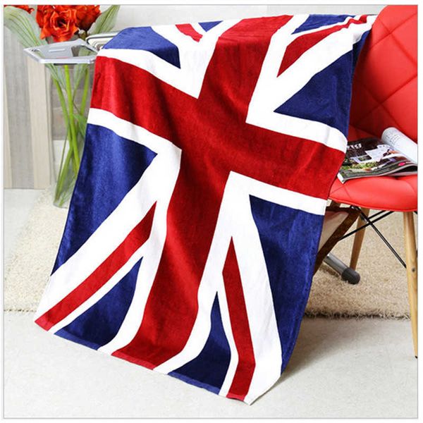 Badetuch, amerikanische britische Flagge, Design, Badetuch, 140 x 70 cm, saugfähiges Baumwoll-Strandtuch, trocknender Waschlappen, Badebekleidung, DuschtücherHKD230625