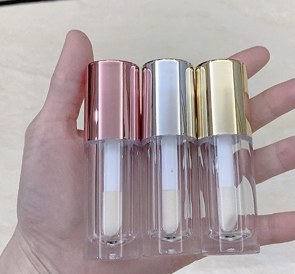 Aufbewahrungsflaschen 6 ml, rosa, silberfarben, goldene Kappe, kosmetischer Lipgloss-Verpackungsbehälter, transparente Lipgloss-Glasur, große Pinseltube, 20/50 Stück