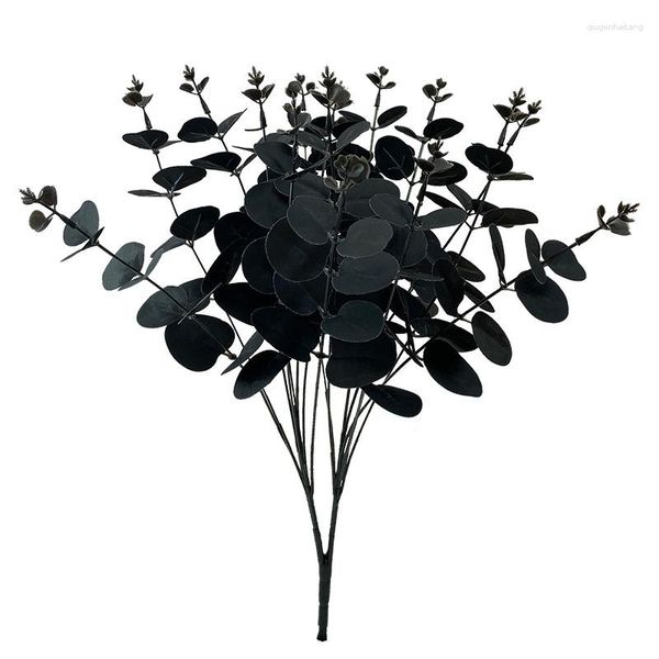 Декоративные цветы 1pcs Моделирование черного эвкалипта листовые фальшивые цветы Простые дома украшение лизимахии искусственное растение