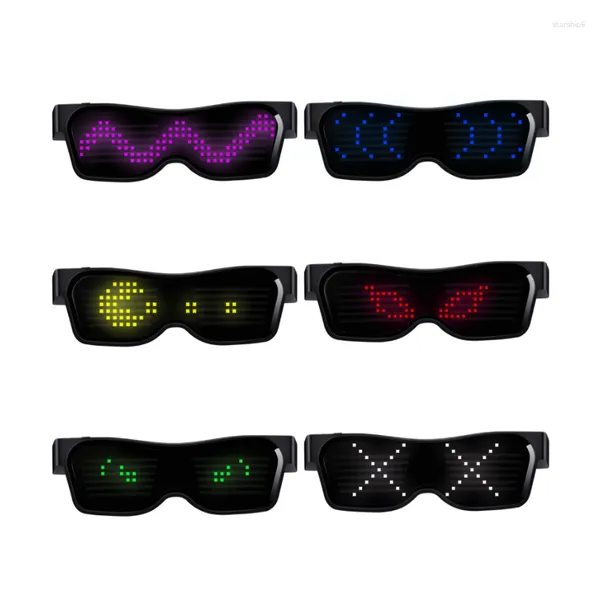 Солнцезащитные очки рамы вечеринки светодиодные бокалы диско -бар динамичный мигающий Raves Bluetooth Приложение Настраиваемая зарядка USB Light Up Up Up