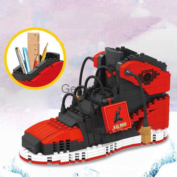 Blöcke Blöcke 474 stücke Sport Schuhe Baustein Stift Halter Sport Basketball Schuhe Kleine Partikel Ziegel PencilBox Spielzeug Für Kinder J240307