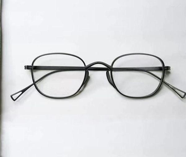 Montature per occhiali da sole Montature per occhiali in titanio puro fatti a mano giapponesi Montatura per occhiali da vista da uomo retrò con miopia quadrata possono abbinare le lenti KMN114