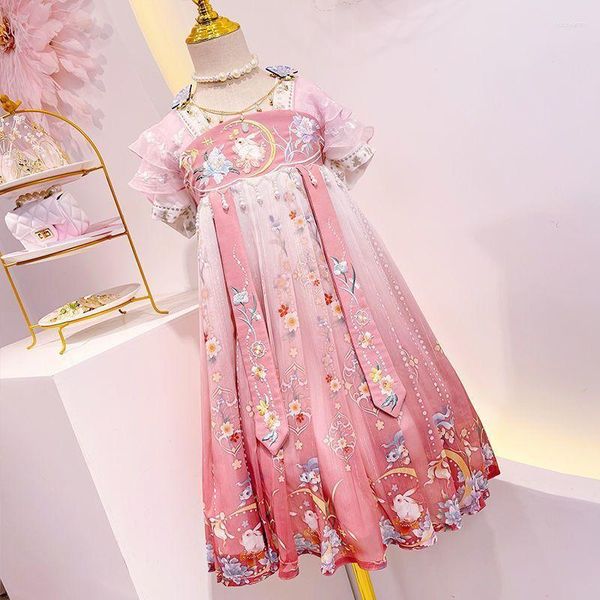 Kız Elbiseler Çin Hanfu Elbise Kız Yıllık Kostüm Çocuklar Karnaval Çiçek Peri Cosplay Dans Çocuklar İçin 15t