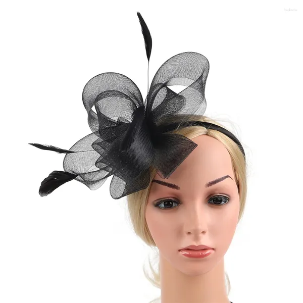 Bandanas Tea Party Hat Fascinator Headpiece Hats Ladies Mesh Cap Clip Retro Feminino Fascinators Nylon Acessórios de Cabelo Vintage