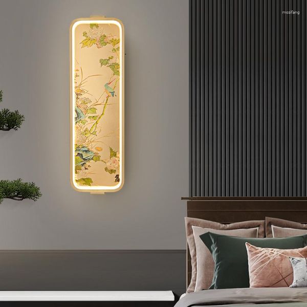 Настенная лампа в китайском стиле легкая роскошная медная гостиная