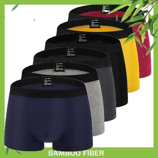 Cuecas 6 pçs/conjunto boxer preto masculino boxer de bambu masculino respirável calcinha masculina sexy roupa íntima para presentes
