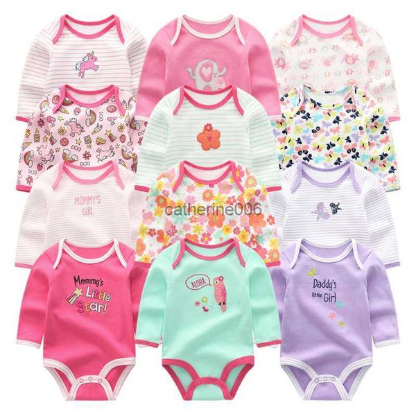 Vestiti della neonata Tute 0-12M Roupas de bebe Vestiti del neonato Strisce Tuta Neonato Cotone Babywear Vestiti delle ragazze L230625