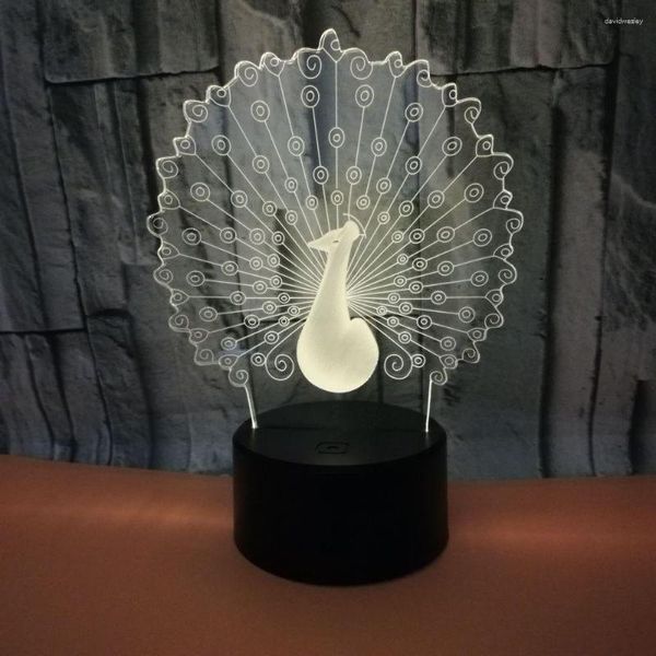 Produttori di lampade da tavolo Vendite dirette di Peacock 3d Led Lampada da notte colorata Atmosfera Acrilico Piccola scrivania regalo creativa