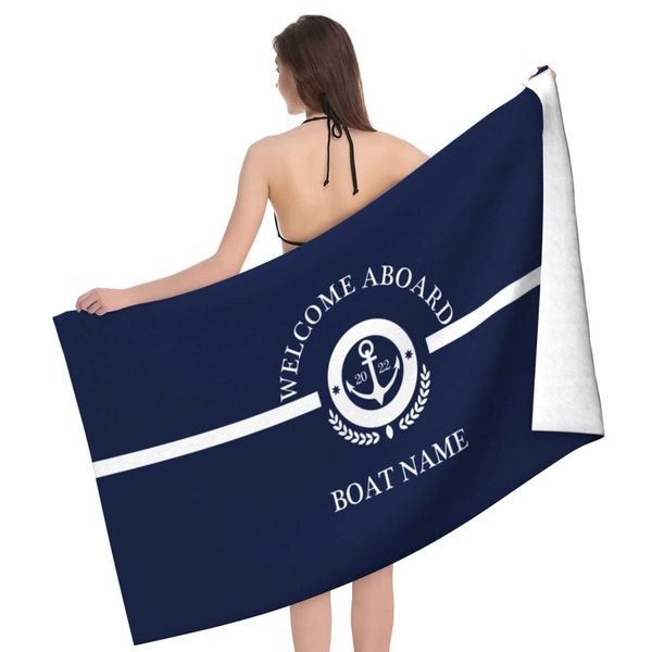 Toalha de banho Toalha azul escuro Série náutica de banheiro doméstico Toalhas de banho Hotel Toalhas de microfibra grandes toalhas de praia podem ser personalizadashkd230625