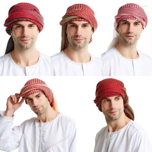 Cachecóis do Oriente Médio Masculino Keffiyeh Shemagh Ramadã Árabe Muçulmano Dubai Arábia Mens Orar Turbante Cachecol Muhammad Estampado Xales