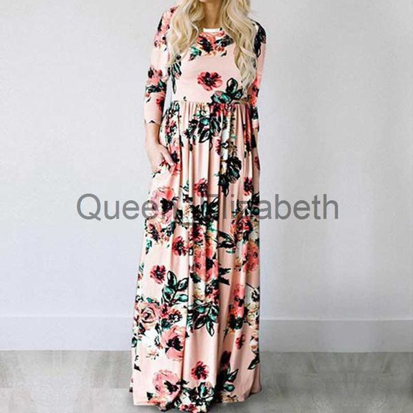 Vestidos Casuais Verão Maxi Vestido Feminino 2022 Estampa Floral Rosa Boho Vestido de Praia Feminina Festa Noturna Vestido Longo Vestido de Verão Vestidos de Festa 3XL J230625