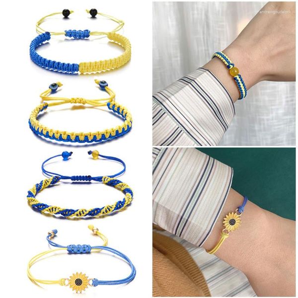 Charm-Armbänder Gelb Blau Ukraine Für Frauen Männer Handgefertigte Ukrainische Flagge Farbe Gewebte Schnur Armband Design Paar Schmuck