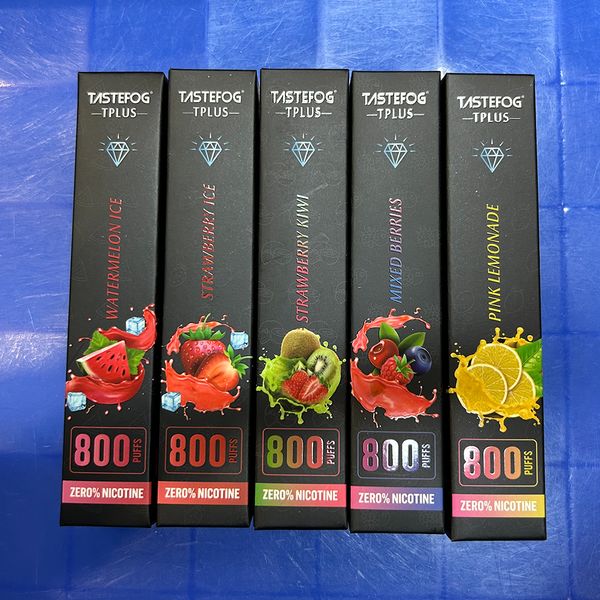 Tastefog Tplus 800 Puflar Tek Kullanımlık Vape Kalem 0%NIC Tuz 2ml 550mAh Elektronik Sigara 5 Film