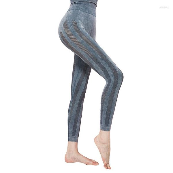 Pantaloni attivi Senza cuciture Yoga femminile Sport Sollevamento dell'anca Calzamaglia da allenamento sottile e sexy Air Mesh Fitness Leggings da palestra ad alta elasticità Corsa