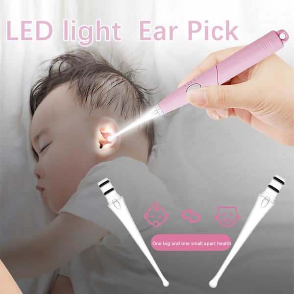 Limpador de ouvido para bebês Ferramenta de remoção de cera de ouvido Lanterna Earpick Limpeza de orelha Removedor de cera Luminoso Cureta de ouvido Colher de luz