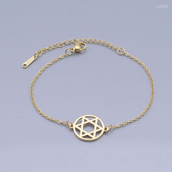 Link Pulseiras De Aço Inoxidável Dainty Star Of David Charm Bracelet Para Mulheres Atacado Nunca Enferruja Venda de Fábrica Qualidade Incrível