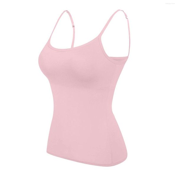 Regata feminina Colete feminino cor pura Camisola com enchimento no peito Conjunto de sutiã feminino de verão antileve Envoltório de sutiã