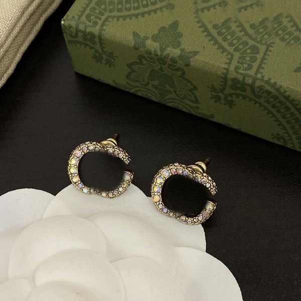 Ashion Crystal Stud Earring Design Designer di gioielli Orecchini di diamanti di lusso per uomo Orecchini Donna Trendy Orrous Small Double Studs Cerchi con scatola