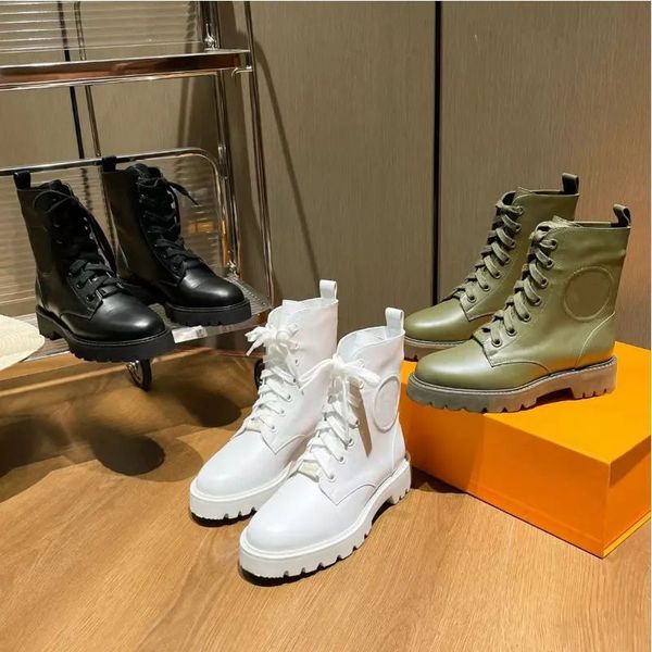 Sapatos esportivos casuais femininos Botas de viagem tênis de couro com cadarço para academia Solado grosso masculino Bota de cano alto com plataforma feminina Trainer Tamanho grande 35-42 com caixa