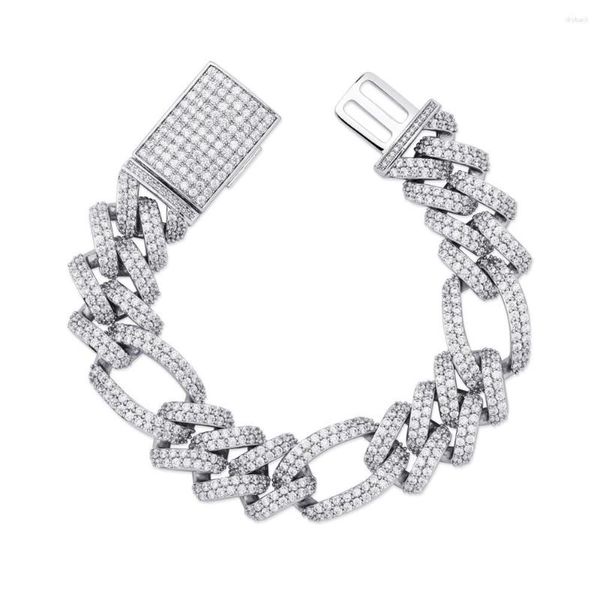 Link-Armbänder JINAO 18 mm Figaro Miami Lock-Verschluss kubanisches 7–9 Zoll Armband Iced Out Kubikzircon Bling Hip Hop Herren Schmuck Geschenk