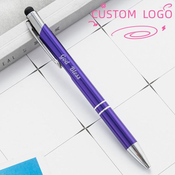 5pcs лазерный выгравированный логотип Metal Touch Ballpoint Pen Persion Personality Подарок бесплатно с вашим текстовым школьным офисом