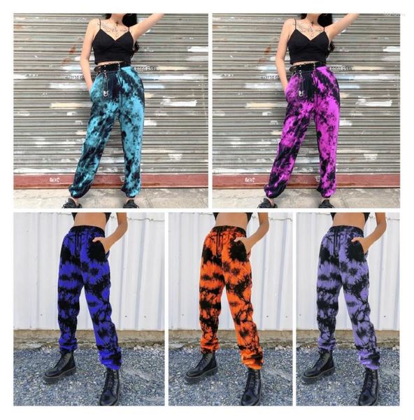 Calças Femininas TSXT 2023 Estilo Africano Feminino Tie-dye 5 Cores Full Harém Casual Senhora Calças de Cintura Alta Longas Esportivas