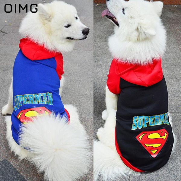 Vestuário para cães OIMG roupas de inverno quentes para cães grandes Samoieda Labrador Husky dos desenhos animados para animais de estimação moletons com capuz trajes de cosplay moletons engraçados