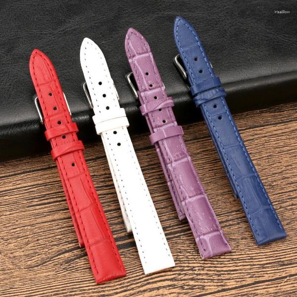 İzle Bantlar Universal Bambu Tahıl Orijinal Deri Strap 12mm 14mm 16mm 18mm 20mm 20mm Watch Bandı Kadınlar için Saatler 8 Renk Aksesuarları Deli22