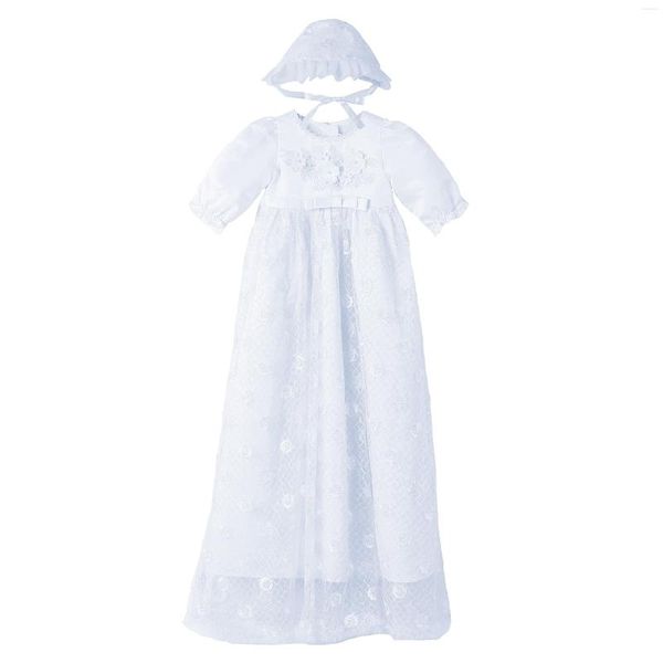 Abiti da ragazza Vestito da bambino nato Matrimonio Battesimo Bianco Battesimo per pizzo Vestido Robe Bapteme 3 6 12 mesi