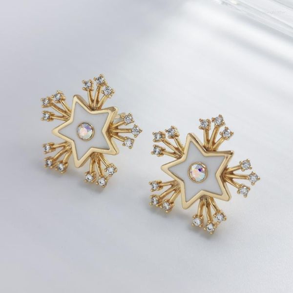 Brincos studs studs para mulheres 2023 tendências jóias em forma de estrela cor de ouro meninas com presentes de natal de cristal austríaco