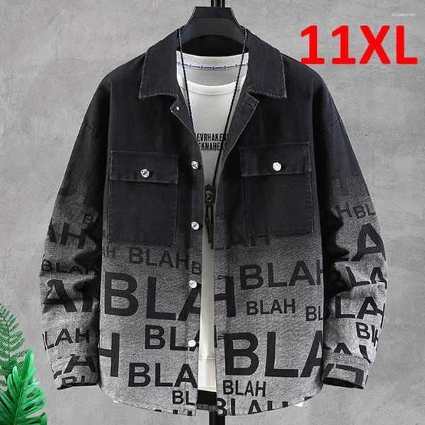 Männer Jacken Farbverlauf Denim Jacke Männer Plus Größe 10XL 11XL Mantel Brief Drucken Mode Lässig Jean Männlich Große