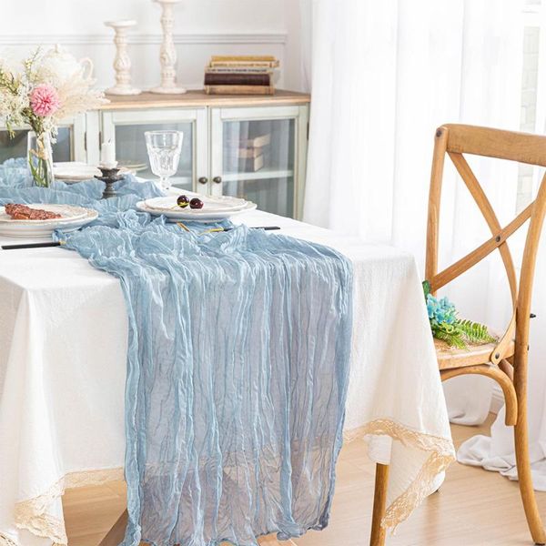 Сторонная ткань Cheeseecloth Tablecloth Lawze Runner Полу-сумасшедший персонализирование ретро-бохо обеденный лаунд для свадебного декора ужин