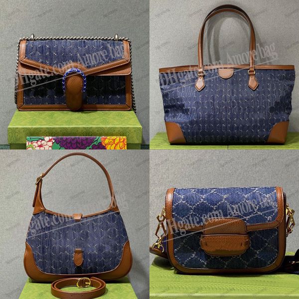 JAKE 1961 Designer Denim Jeans Série Bolsa de Ombro Bolsa Feminina Bolsa Feminina Bolsa Clássica Estampa de Cartas Bolsa Tiracolo Couro Lona Patchwork Cor Bolsa Mensageiro