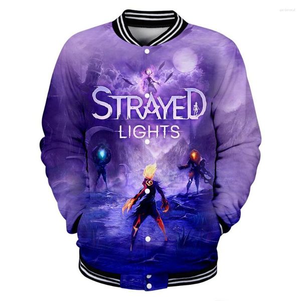 Erkek Hoodies Sapted Lights 2023 Oyun Beyzbol Üniforma Ceket Uzun Kollu Erkek Kadın Sweatshirt Harajuku Street Giyim 3D Giysileri