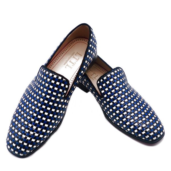 Yeni moda el örgü karışık renkler patent deri somunlar erkekler rahat ayakkabılar elbise ayakkabıları flats yaz ayakkabıları