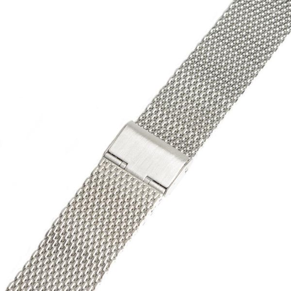 Uhrenarmbänder, Unisex, Edelstahl, dickes Mesh-Band, Armband für intelligente Faltschließe, silberne Uhrenarmbänder, 24 mm, Deli22