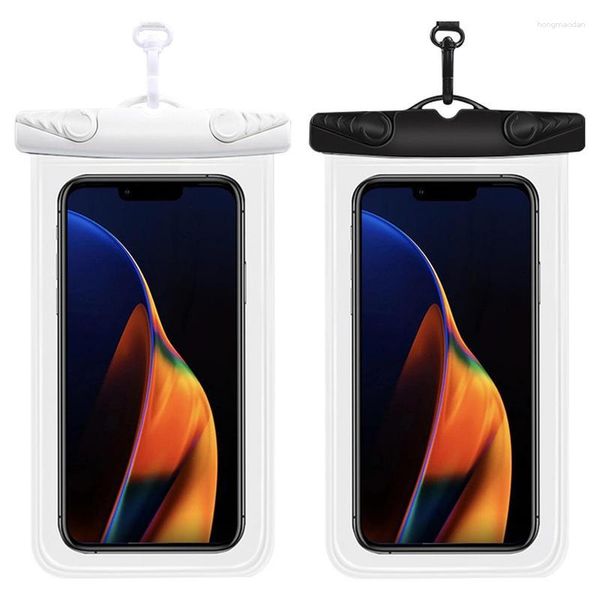 Sacos de armazenamento Bolsa de telefone à prova d'água flutuante grande transparente Protetor de celular com cordão Capas universais sem costura