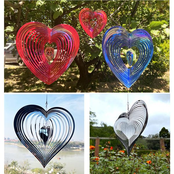 Campanelli eolici a cuore battente in ABS Spinner Home Decor Wind Catcher Love Wind Chime Rotante Wind Chime Hang Decoration Ornament