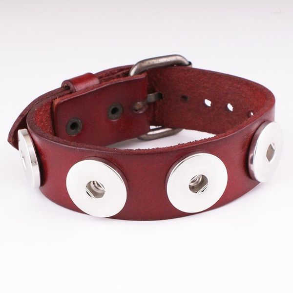 Braccialetti con ciondoli 28 cm Uomo DAD Top in vera pelle bovina 18 mm Bracciale con bottone a pressione T1281