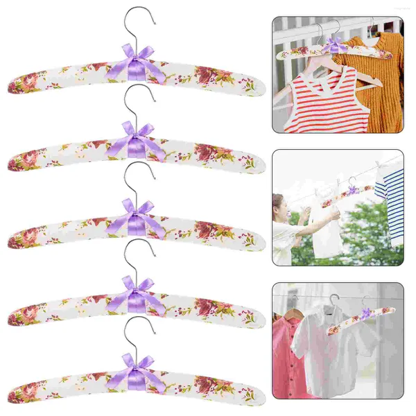 Sacos de armazenamento 5 peças de pano cabide floral cabides para casa armário de roupas esponja fofa vestido de noiva para bebê feminino