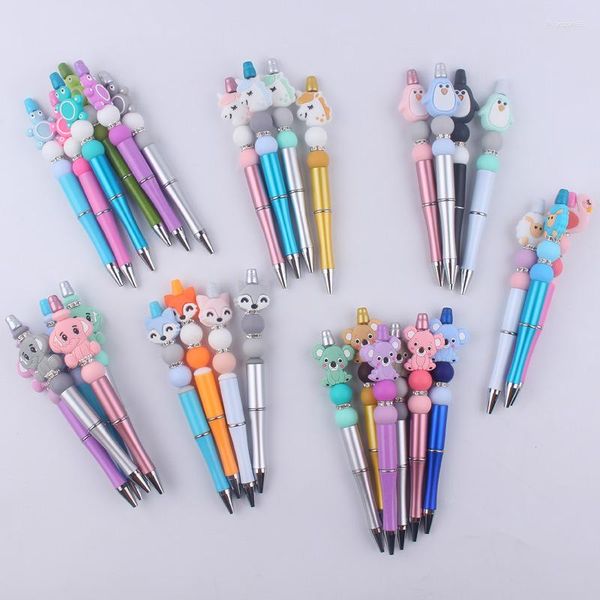 Kugelschreiber mit Perlen, Cartoon-Tier, Koala, Elefant, Silikon, Perlenstift, bunt, Kunststoff, multifunktional