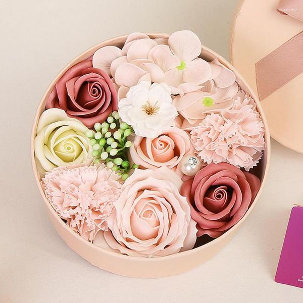 Dekorative Blumen duftende Seife Rose künstliche duftende Blütenblätter Blume runde Geschenkbox Hochzeitsdekoration Valentinstag für Freundin