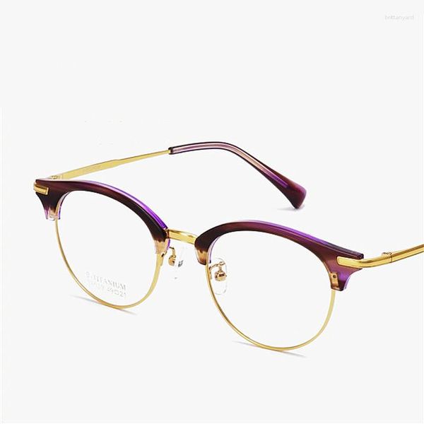 Güneş Gözlüğü Çerçeveleri Yuvarlak Vintage Saf Titanyum Gözlükler Reçeteli Gösteri Mor Yüksek Sınıf Gözlükler Çerçeve