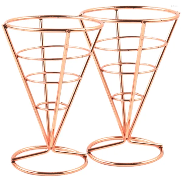 Conjuntos de talheres 2 PCs Cone Snack Holder Stands Fring Basket Bandejas Para Comida Display Vegetable Rack