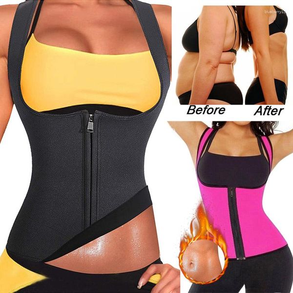 Intimo elasticizzato e contenitivo da donna Corsetto da allenamento in neoprene Sauna Canotta Cerniera Perdita di peso Dimagrante Body Shaper Camicia Sweat Vest Shapewear